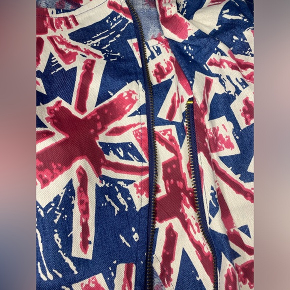 Union Jack Patterned Blazer / Jean Jacket (asymmetrical zipper) - Picture 2 of 8